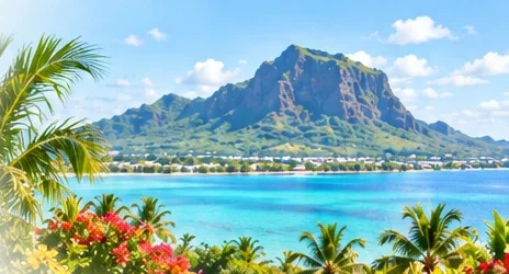Le Morne Brabant and the lagoon in Mauritius
